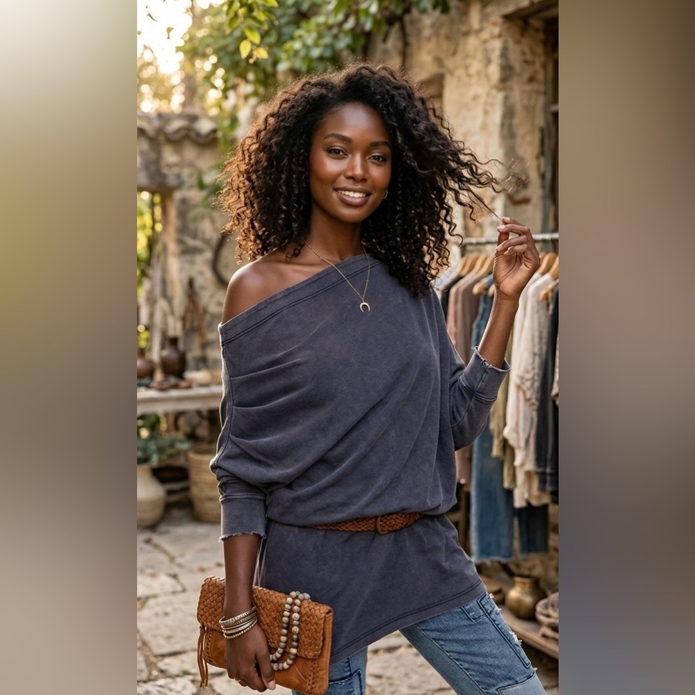 Women's Off-Shoulder Gray Sweater